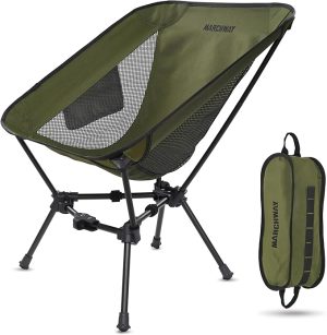 MARCHWAY Lightweight Folding Camping Chair, Portable Foldable Compact for Outdoor Camp, Travel, Beach, Picnic, Festival, Hiking, Backpacking, Supports 330Lbs (Green)